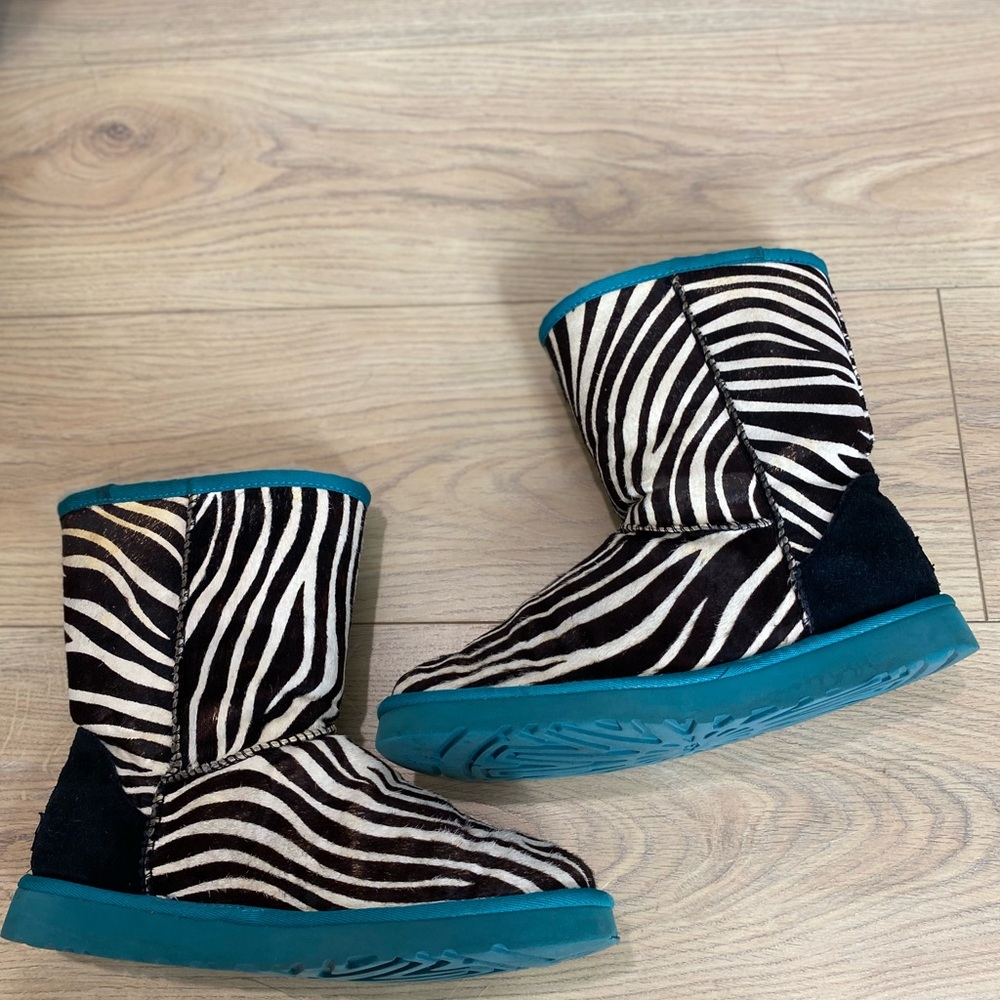 Zebra print mid calf ugg boots